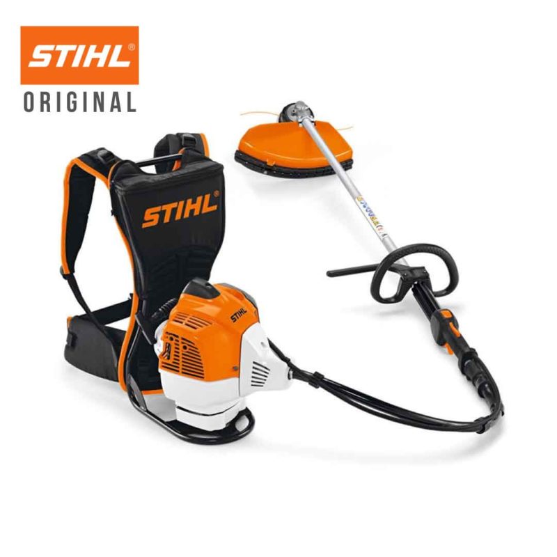 Roçadeira Stihl FR 410 costal a gasolina, motor potente e sistema antivibração, ideal para roçadas profissionais e terrenos de difícil acesso